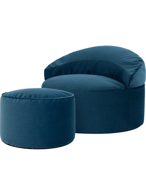 Pouf fauteuil d'appoint décoratif orb et repose-pied rond milano en velours mat - icon - Kiabi
