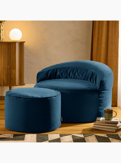 Pouf fauteuil d'appoint décoratif orb et repose-pied rond milano en velours mat - icon - Kiabi