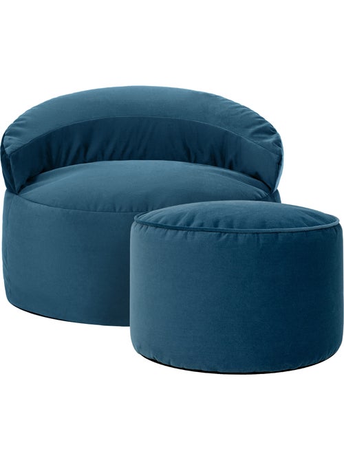 Pouf fauteuil d'appoint décoratif orb et repose-pied rond milano en velours mat - icon - Kiabi