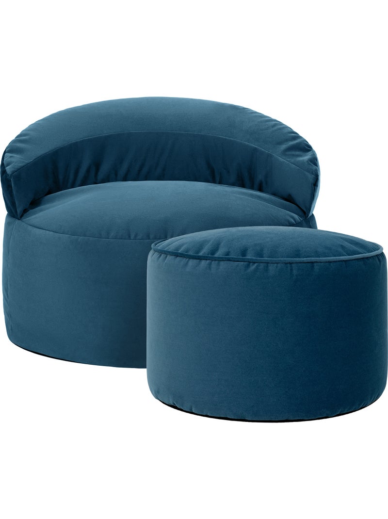 Pouf fauteuil d'appoint décoratif orb et repose-pied rond milano en velours mat - icon Bleu marine - Kiabi