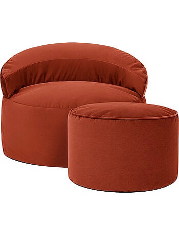 Pouf fauteuil d'appoint décoratif orb et repose-pied rond milano en velours mat - icon