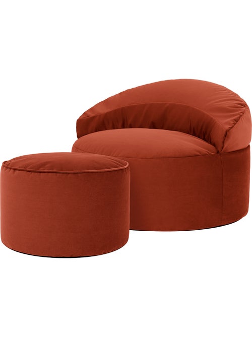 Pouf fauteuil d'appoint décoratif orb et repose-pied rond milano en velours mat - icon - Kiabi