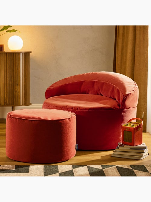 Pouf fauteuil d'appoint décoratif orb et repose-pied rond milano en velours mat - icon - Kiabi