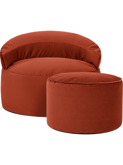 Pouf fauteuil d'appoint décoratif orb et repose-pied rond milano en velours mat - icon - Kiabi