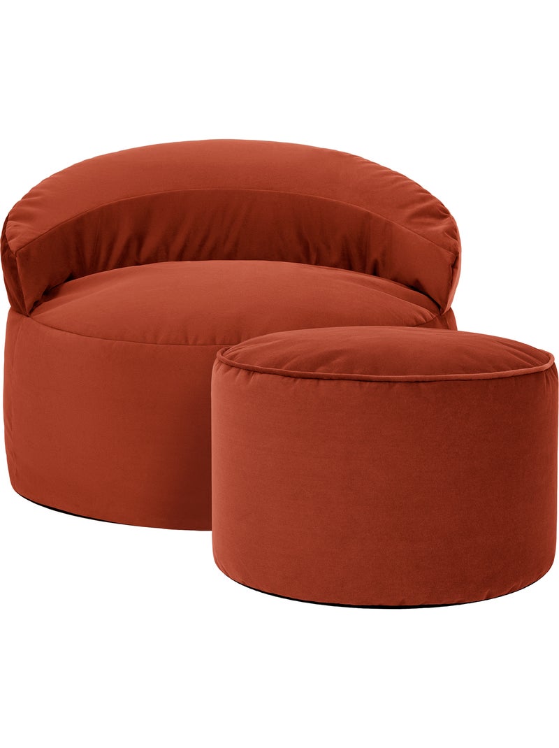 Pouf fauteuil d'appoint décoratif orb et repose-pied rond milano en velours mat - icon Terracotta - Kiabi