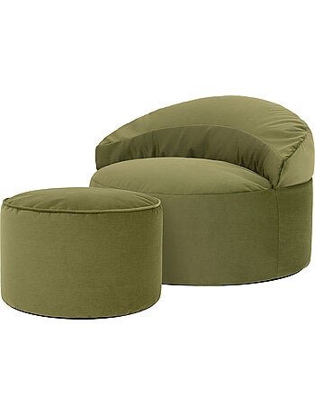 Pouf fauteuil d'appoint décoratif orb et repose-pied rond milano en velours mat - icon