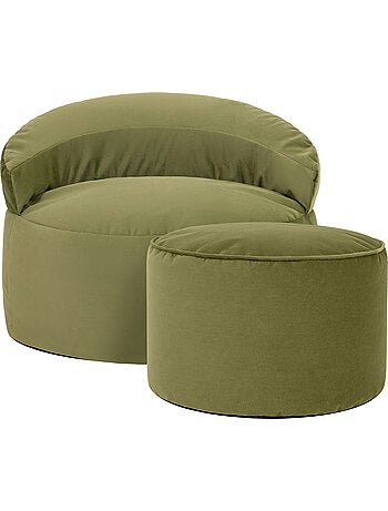 Pouf fauteuil d'appoint décoratif orb et repose-pied rond milano en velours mat - icon
