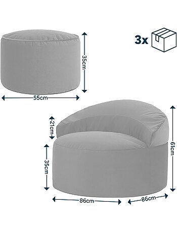 Pouf fauteuil d'appoint décoratif orb et repose-pied rond milano en velours mat - icon