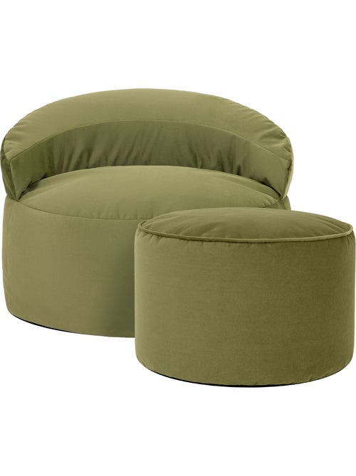 Pouf fauteuil d'appoint décoratif orb et repose-pied rond milano en velours mat - icon - Kiabi