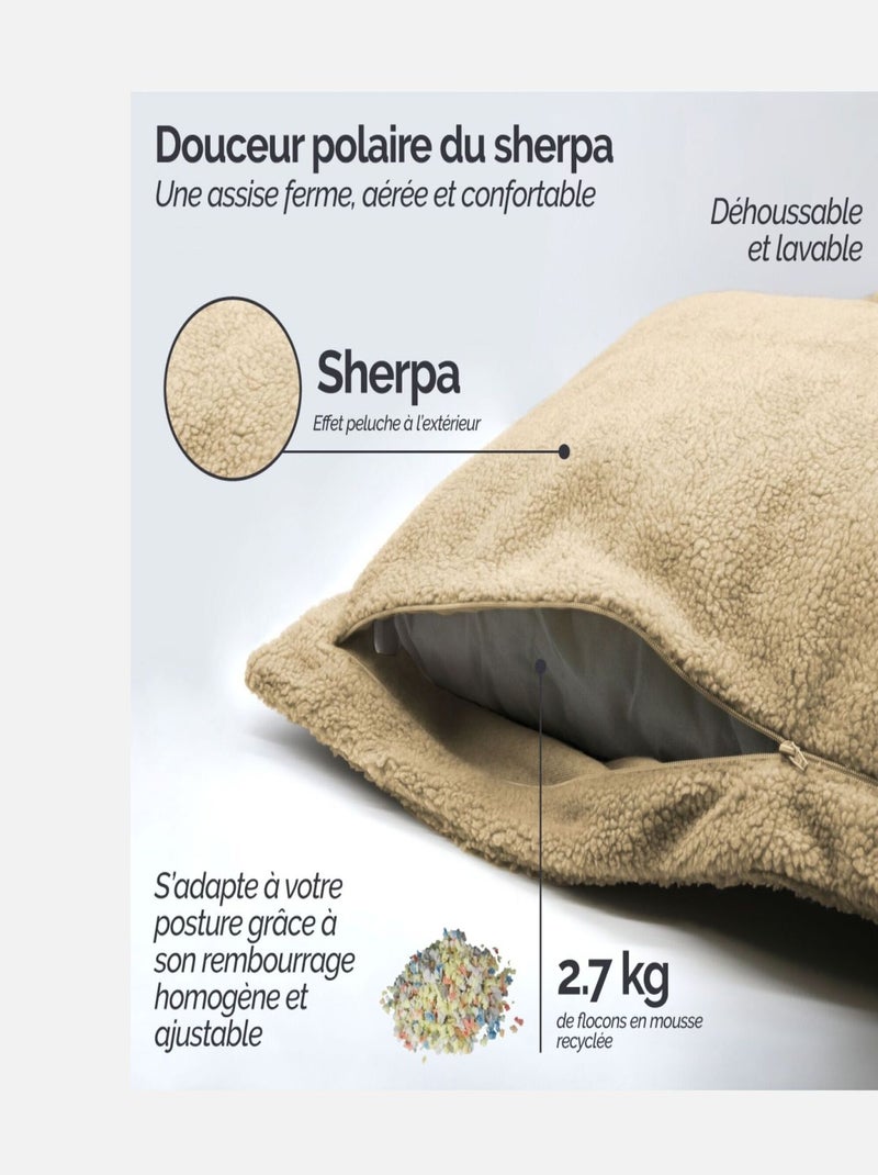 Pouf, fauteuil d'intérieur déhoussable - Sherpa - Vivezen Beige - Kiabi