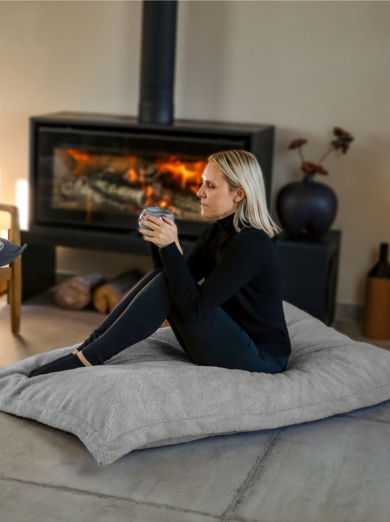 Pouf, fauteuil d'intérieur déhoussable - Sherpa - Vivezen Gris clair - Kiabi