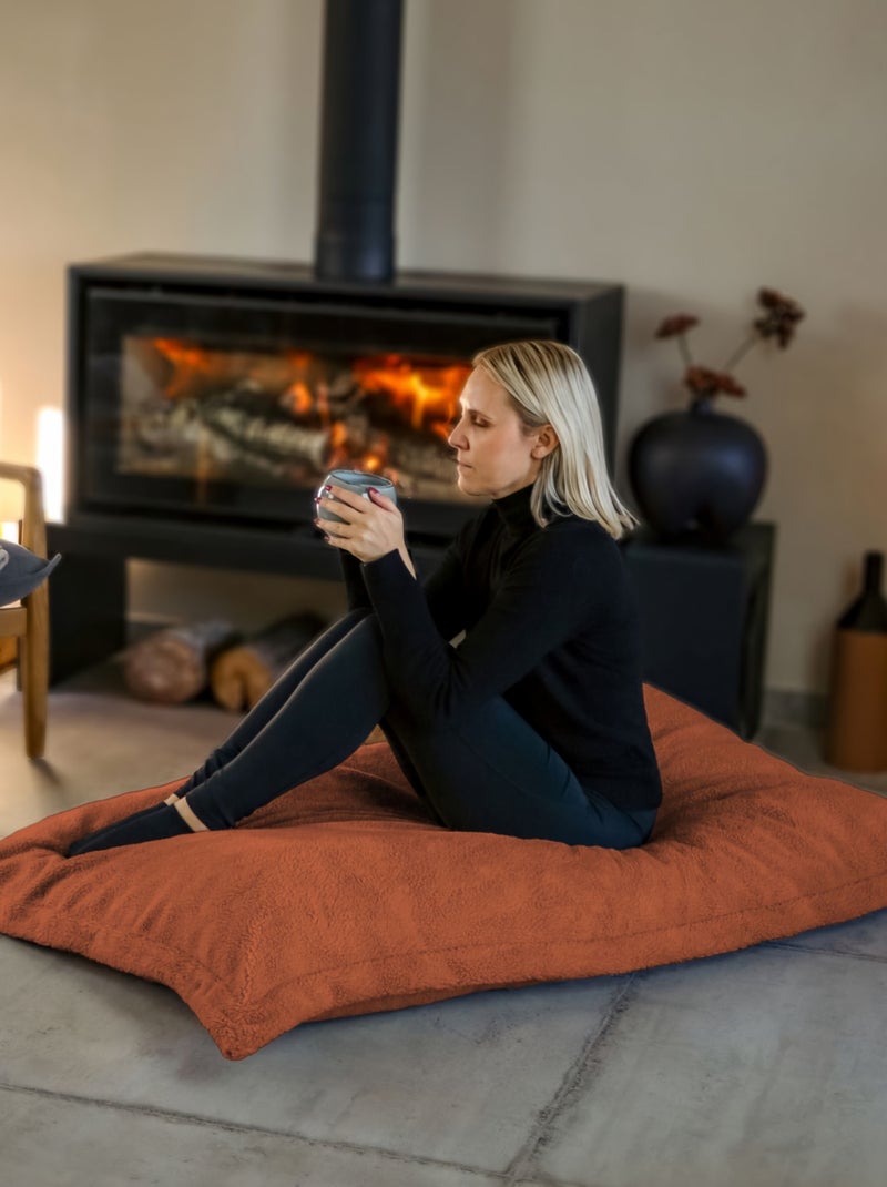 Pouf, fauteuil d'intérieur déhoussable - Sherpa - Vivezen Rouge brique - Kiabi