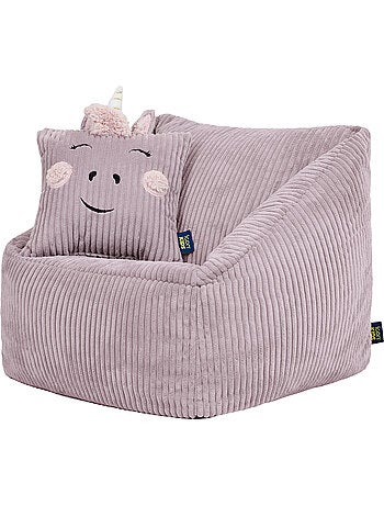 Pouf fauteuil enfant avec coussin animal assorti en velours côtelé - icon