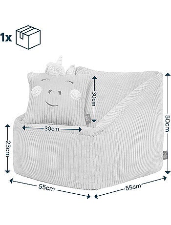 Pouf fauteuil enfant avec coussin animal assorti en velours côtelé - icon