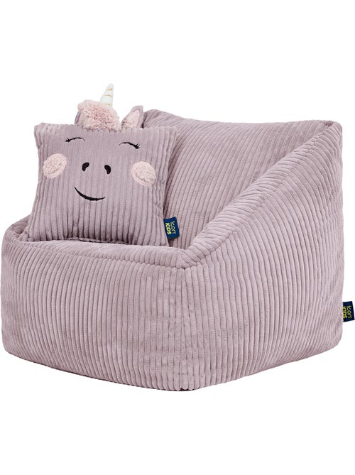 Pouf fauteuil enfant avec coussin animal assorti en velours côtelé - icon - Kiabi