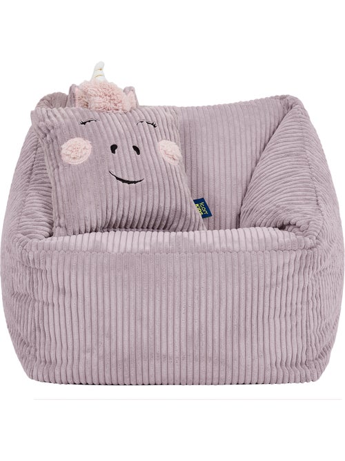Pouf fauteuil enfant avec coussin animal assorti en velours côtelé - icon - Kiabi