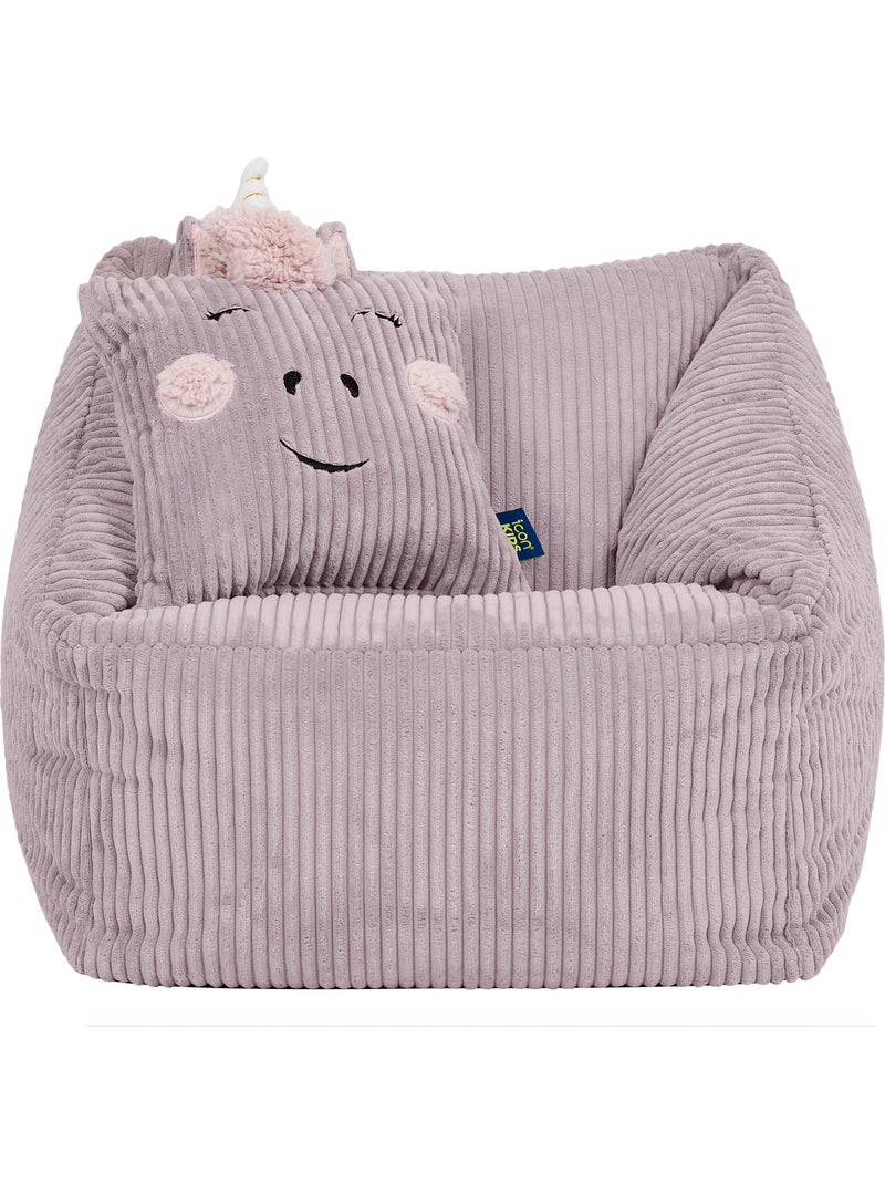 Pouf fauteuil enfant avec coussin animal assorti en velours côtelé - icon Mauve lilas - Kiabi