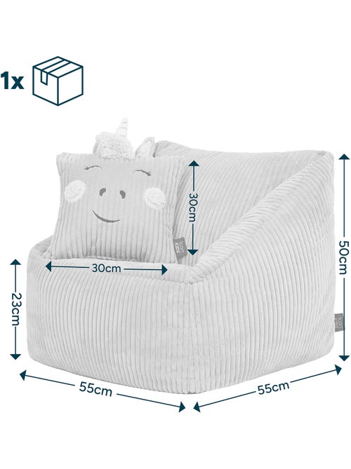 Pouf fauteuil enfant avec coussin animal assorti en velours côtelé - icon - Kiabi