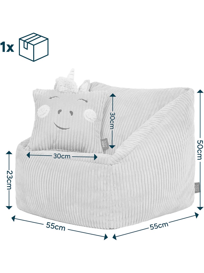 Pouf fauteuil enfant avec coussin animal assorti en velours côtelé - icon Mauve lilas - Kiabi