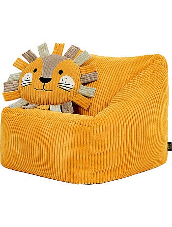 Pouf fauteuil enfant avec coussin animal assorti en velours côtelé - icon