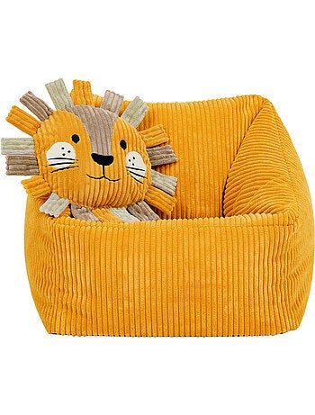 Pouf fauteuil enfant avec coussin animal assorti en velours côtelé - icon