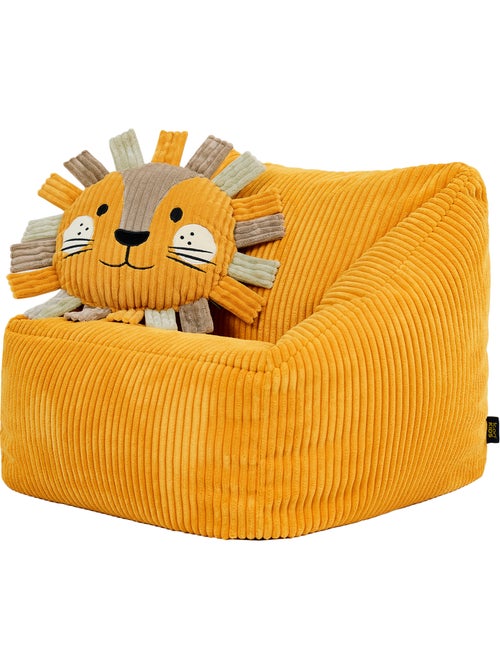 Pouf fauteuil enfant avec coussin animal assorti en velours côtelé - icon - Kiabi