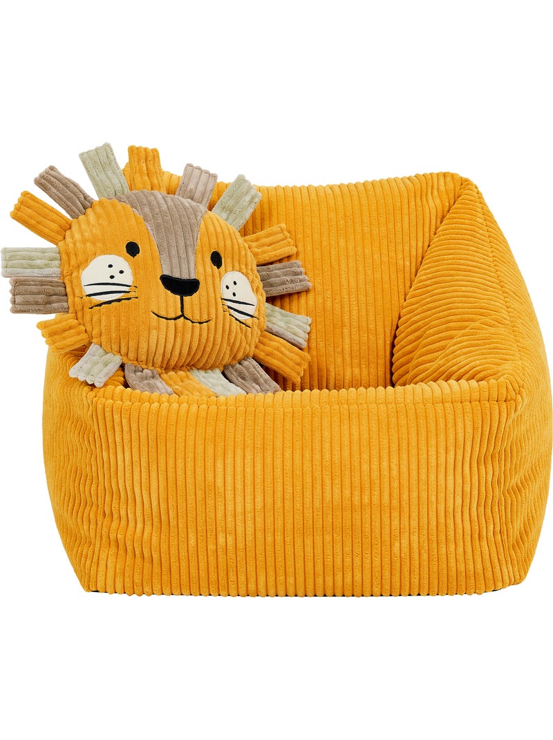Pouf fauteuil enfant avec coussin animal assorti en velours côtelé - icon Ocre - Kiabi