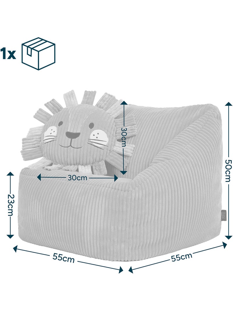 Pouf fauteuil enfant avec coussin animal assorti en velours côtelé - icon Ocre - Kiabi
