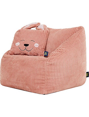 Pouf fauteuil enfant avec coussin animal assorti en velours côtelé - icon