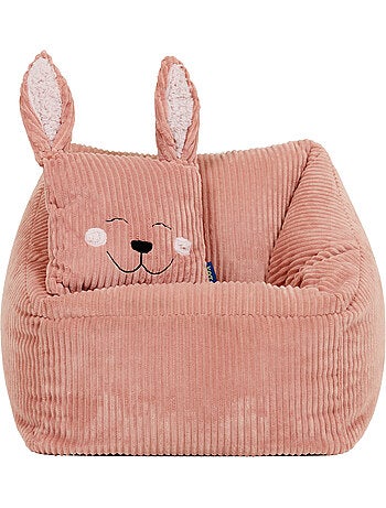 Pouf fauteuil enfant avec coussin animal assorti en velours côtelé - icon
