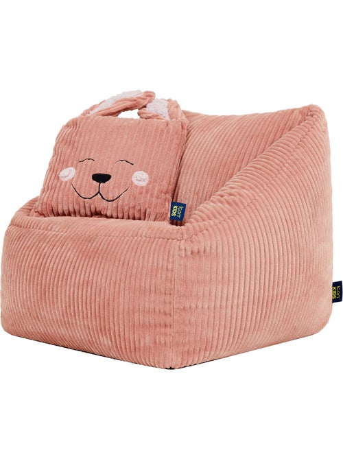 Pouf fauteuil enfant avec coussin animal assorti en velours côtelé - icon - Kiabi