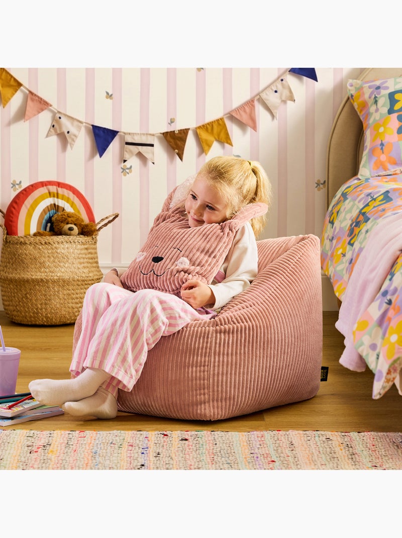 Pouf fauteuil enfant avec coussin animal assorti en velours côtelé - icon Rose clair - Kiabi