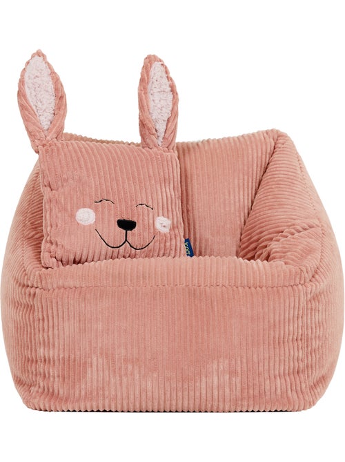 Pouf fauteuil enfant avec coussin animal assorti en velours côtelé - icon - Kiabi