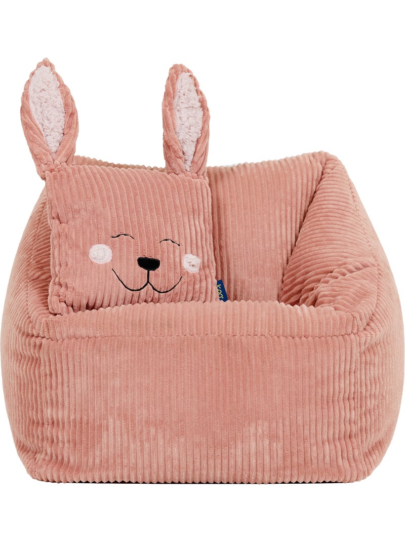 Pouf fauteuil enfant avec coussin animal assorti en velours côtelé - icon Rose clair - Kiabi