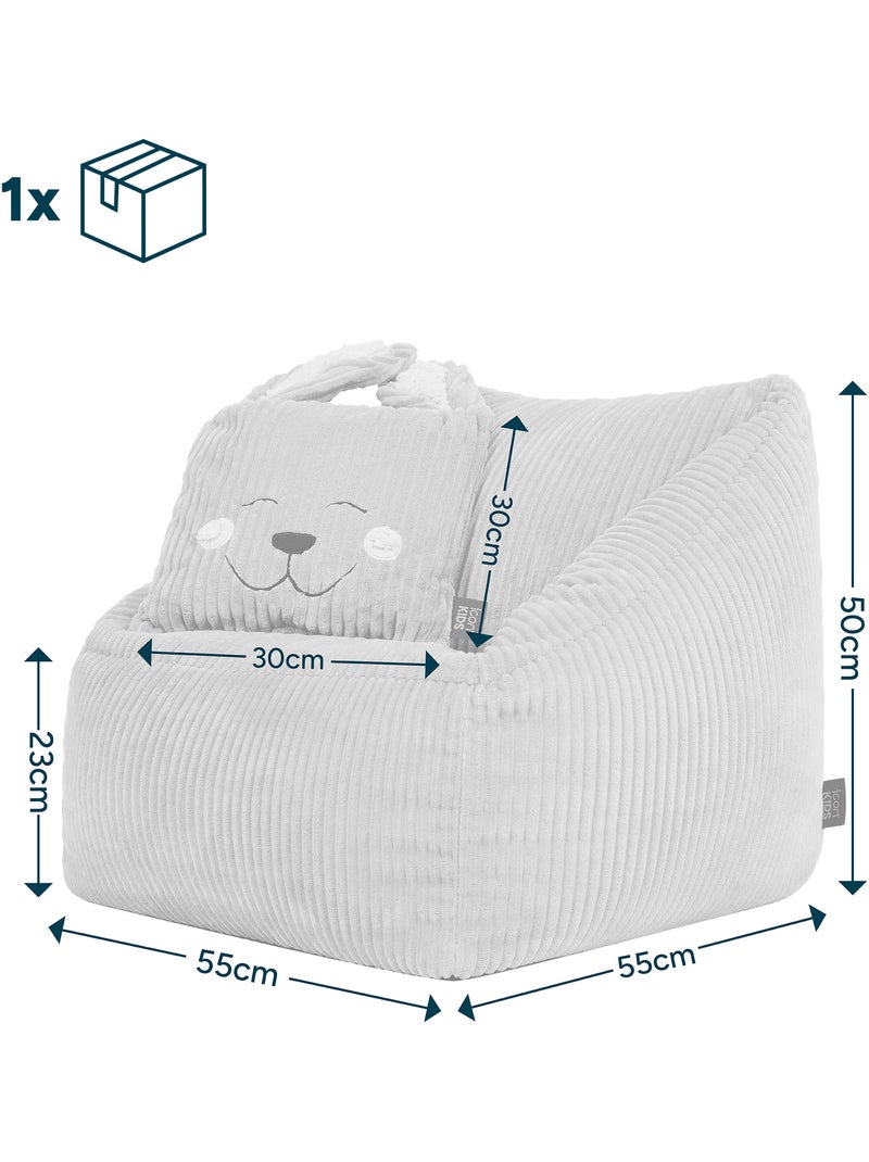 Pouf fauteuil enfant avec coussin animal assorti en velours côtelé - icon Rose clair - Kiabi