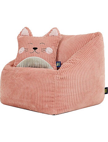 Pouf fauteuil enfant avec coussin animal assorti en velours côtelé - icon