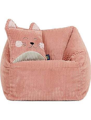 Pouf fauteuil enfant avec coussin animal assorti en velours côtelé - icon