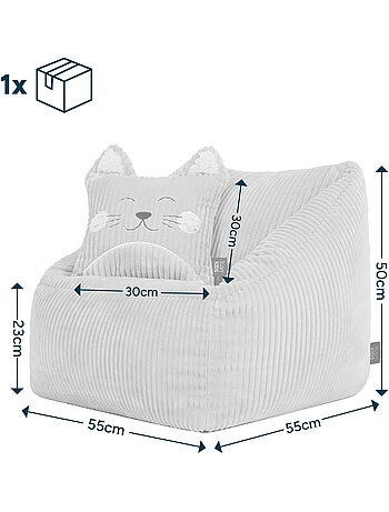 Pouf fauteuil enfant avec coussin animal assorti en velours côtelé - icon