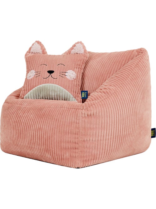 Pouf fauteuil enfant avec coussin animal assorti en velours côtelé - icon - Kiabi