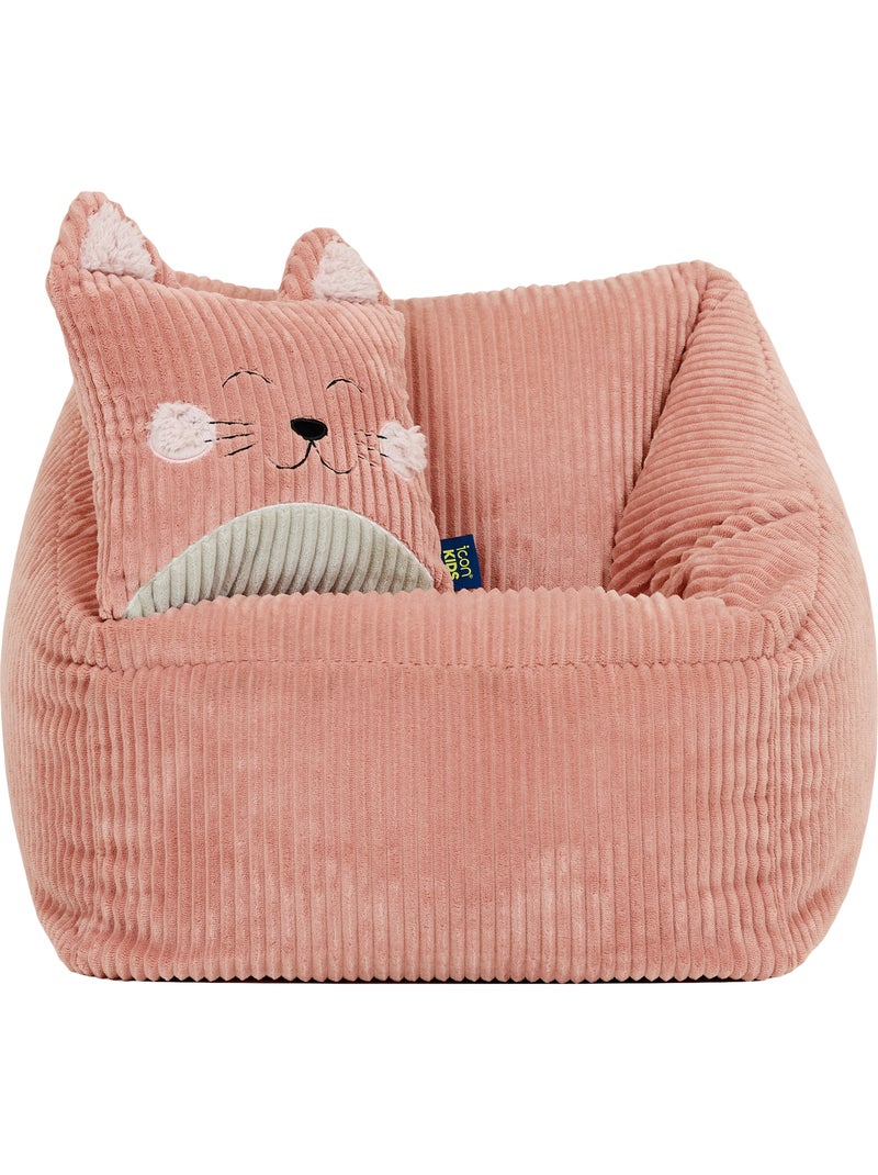 Pouf fauteuil enfant avec coussin animal assorti en velours côtelé - icon Rose - Kiabi