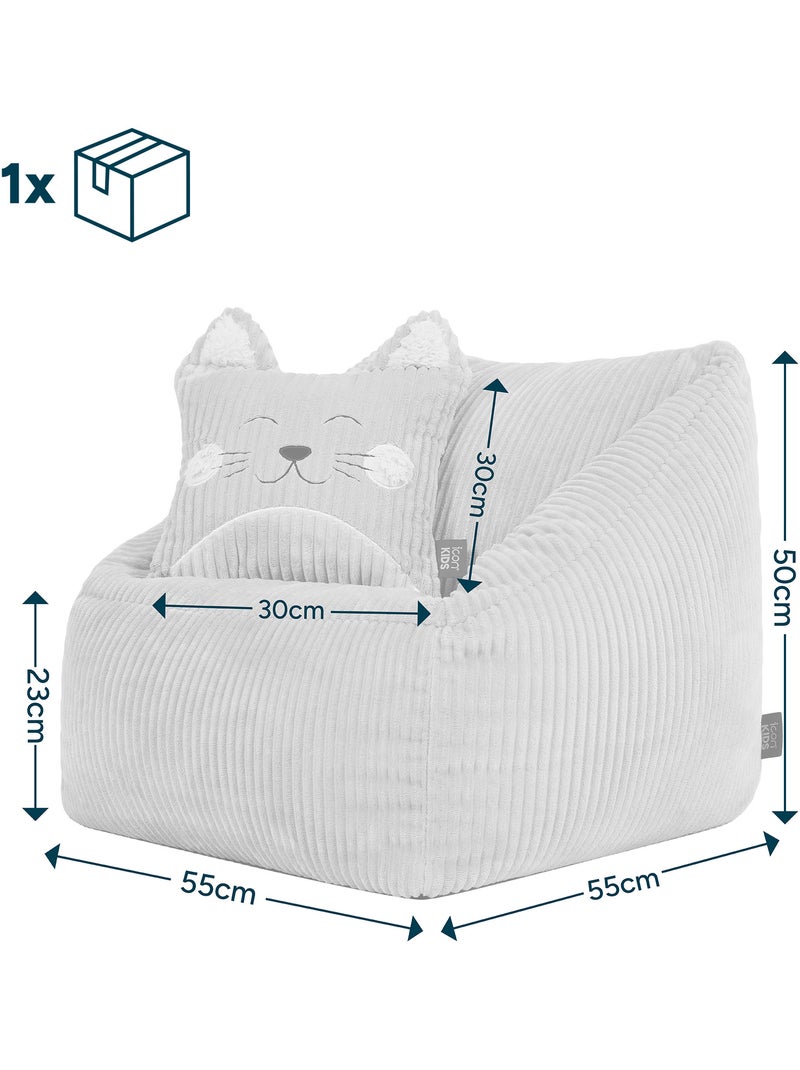 Pouf fauteuil enfant avec coussin animal assorti en velours côtelé - icon Rose - Kiabi