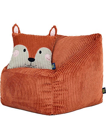 Pouf fauteuil enfant avec coussin animal assorti en velours côtelé - icon