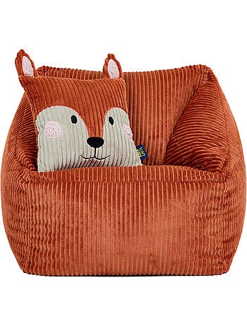 Pouf fauteuil enfant avec coussin animal assorti en velours côtelé - icon