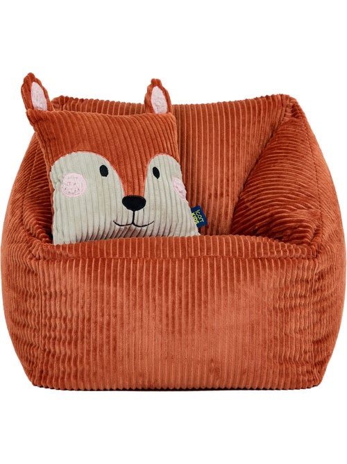 Pouf fauteuil enfant avec coussin animal assorti en velours côtelé - icon - Kiabi