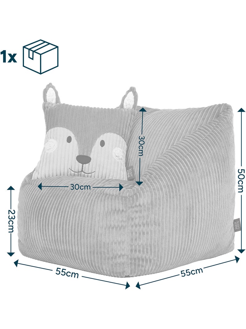 Pouf fauteuil enfant avec coussin animal assorti en velours côtelé - icon Terracotta - Kiabi