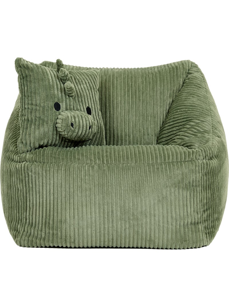 Pouf fauteuil enfant avec coussin animal assorti en velours côtelé - icon Vert Sauge - Kiabi