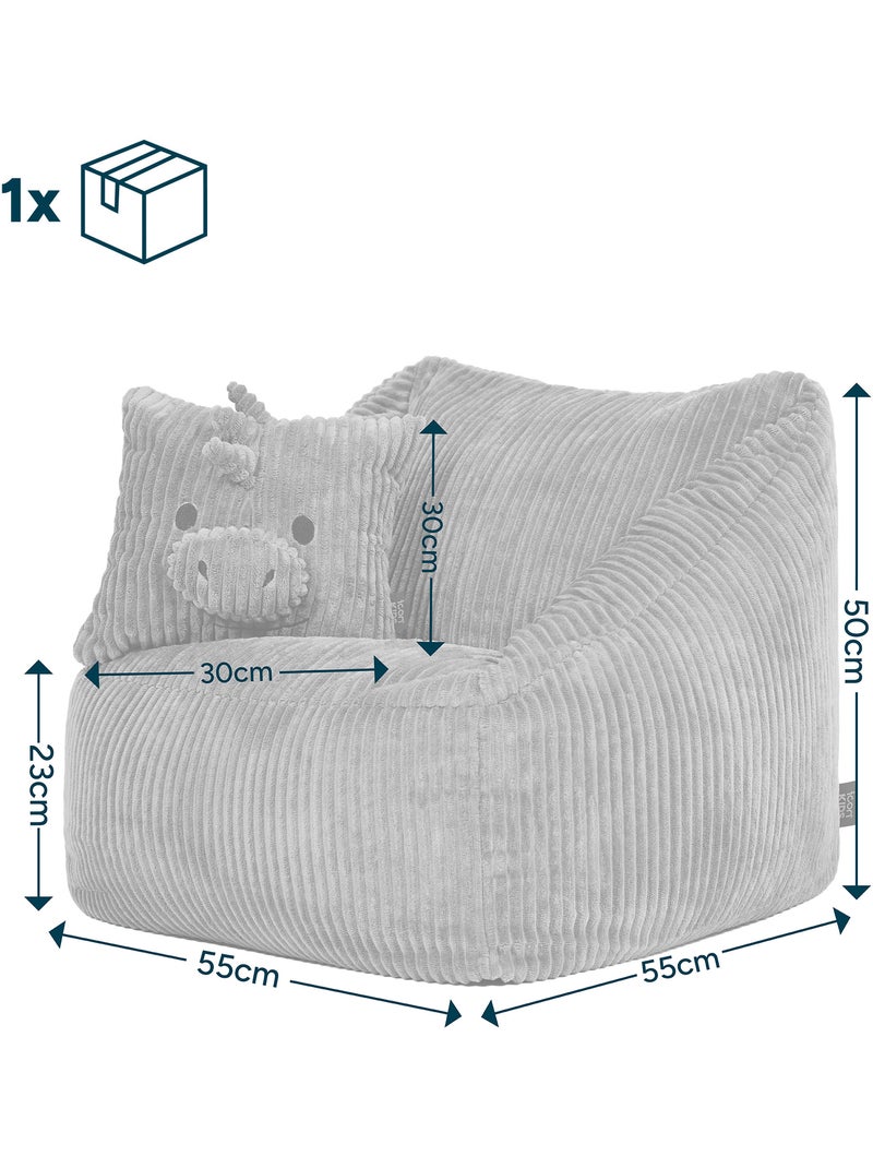 Pouf fauteuil enfant avec coussin animal assorti en velours côtelé - icon Vert Sauge - Kiabi