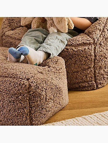 Pouf fauteuil enfant avec repose-pied carré assorti en polaire peluche douce - icon