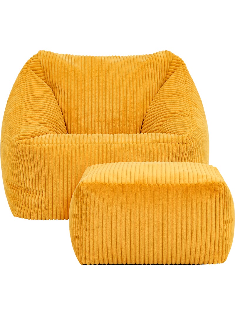 Pouf fauteuil enfant avec repose-pied carré assorti en velours côtelé - icon Ocre - Kiabi