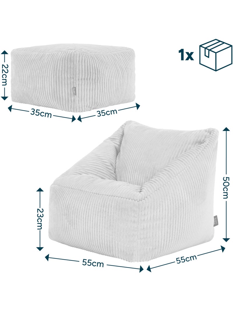 Pouf fauteuil enfant avec repose-pied carré assorti en velours côtelé - icon Terracotta - Kiabi